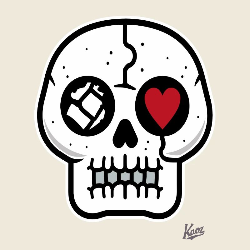 cooler Totenkopf mit Herz