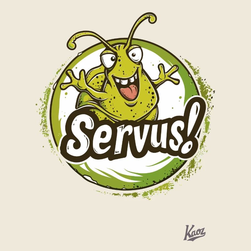 Escargot avec des bras agités : Servus !