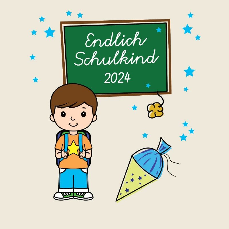 Endlich Schulkind Junge 2024 Einschulung Schule