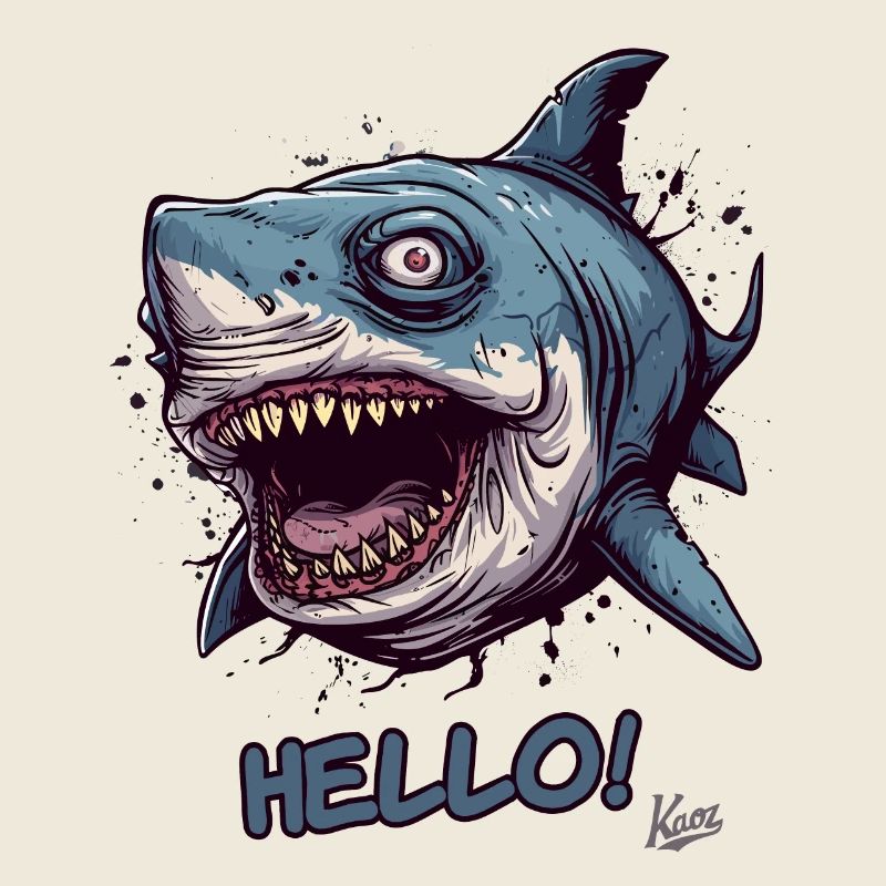 Funny creepy zombie shark says hello