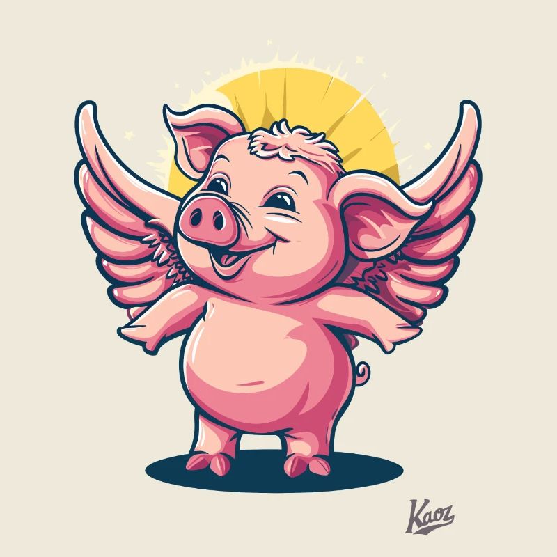 Cochon ange rose avec des ailes