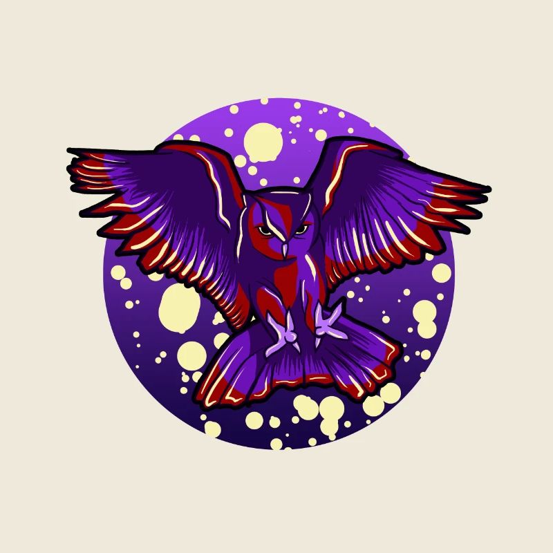 Flying Owl And Moon Cool Vector Art Nocturnal Bird