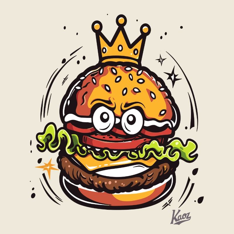 King avec un hamburger à la couronne