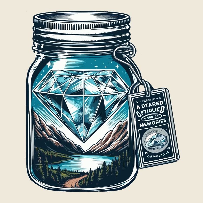Natur Berglandschaft mit Diamant im Einmachglas