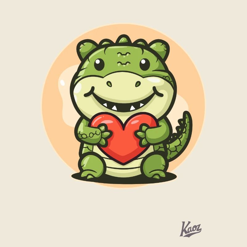 süßes Alligator Krokodil mit Herz und Liebe