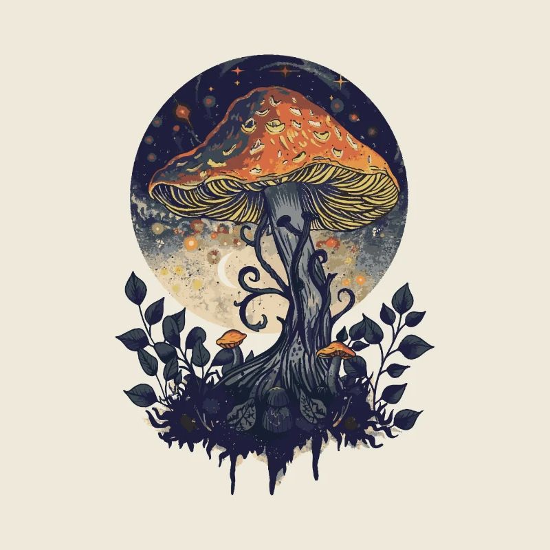 Fairycore Champignon Goblincore Phases de Lune Vintage