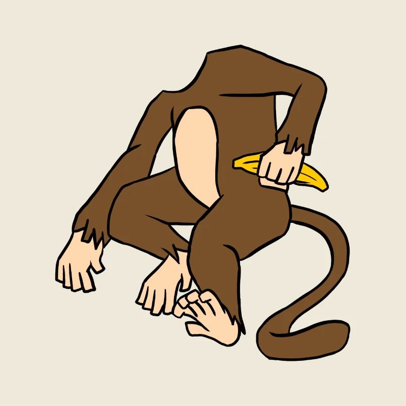 Monkey Body Holding A Banana Funny Ape Primate