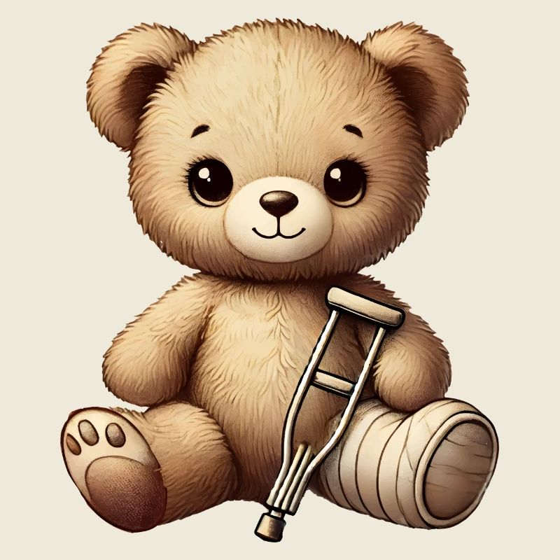 Teddy as a consolation plaster - cuddly toy with a plaster leg