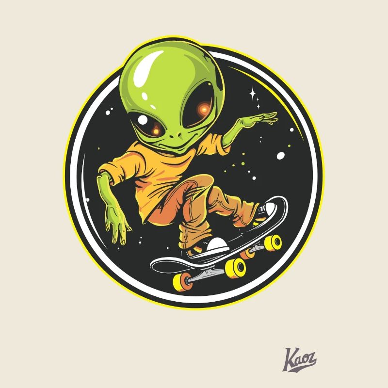 Skateboarding alien
