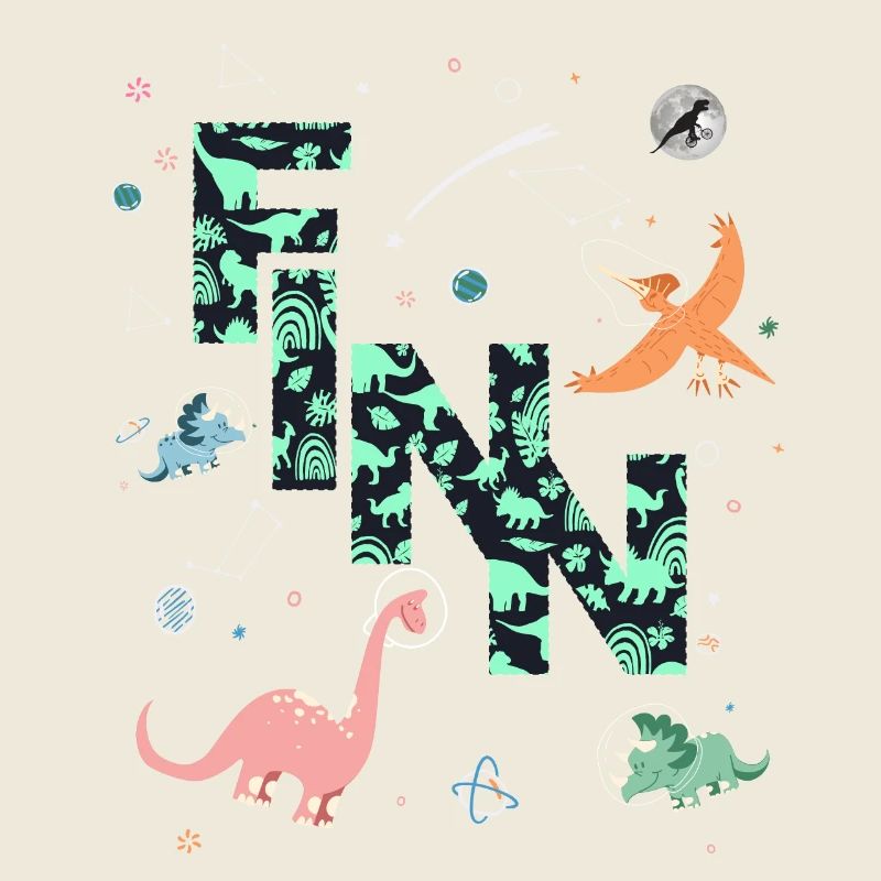 FINN - Beautiful boy name with dinosaur