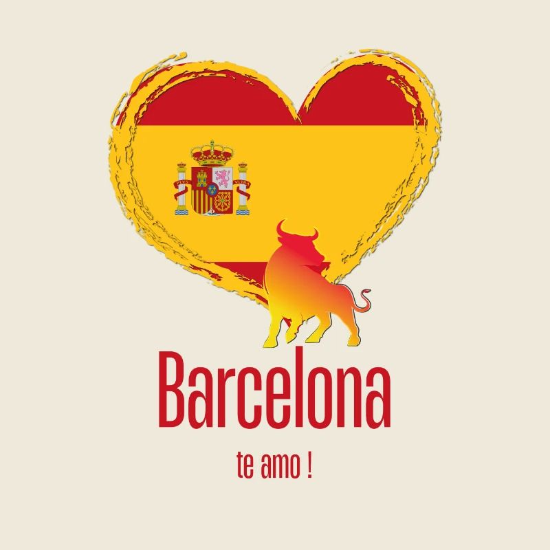 Barcelone Espagne Drapeau Coeur avec Taureau Te Amo