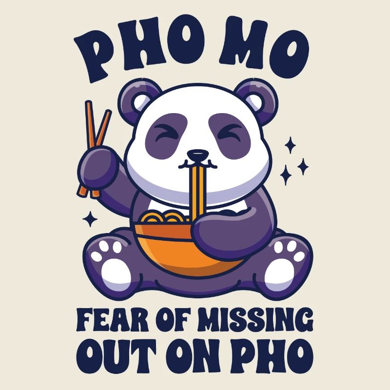 Drôle Pho Panda mignon mangeant Pho