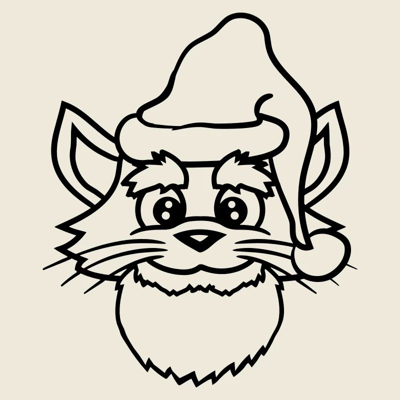 Chat du Père Noël Tête de chapeau de Noël d’hiver