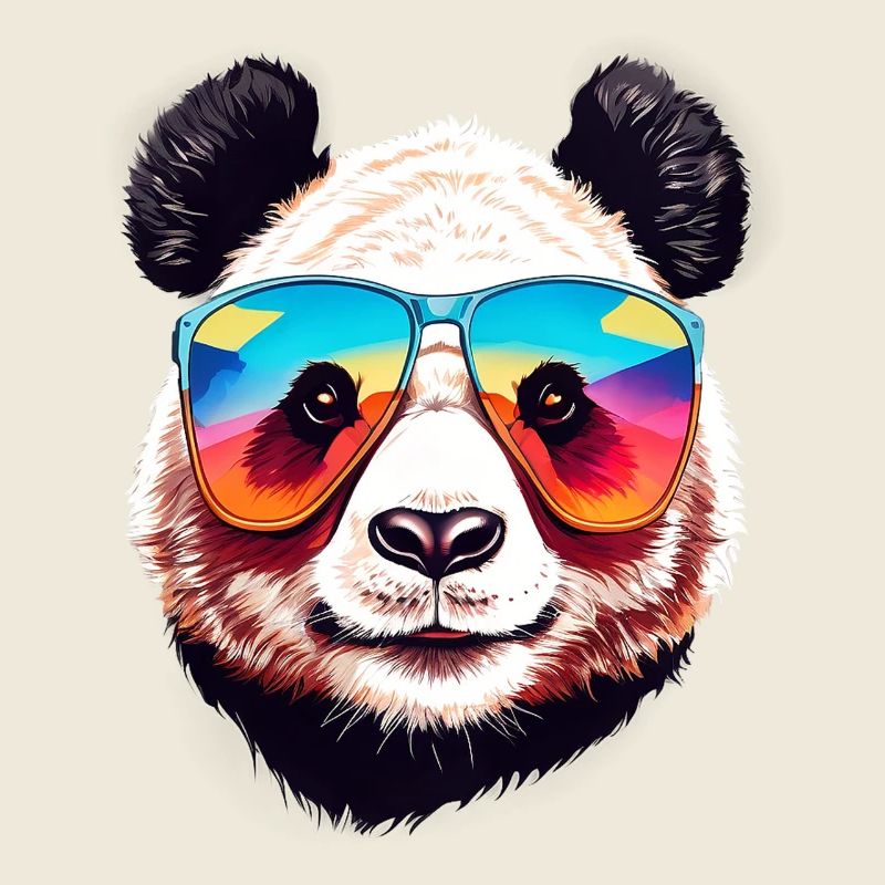 Tête d’ours panda cool avec lunettes de soleil