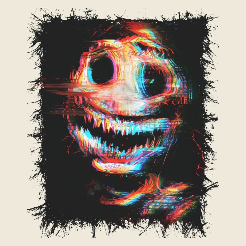Creepy Face Analog Horror Glitch Cybergoth Grafik