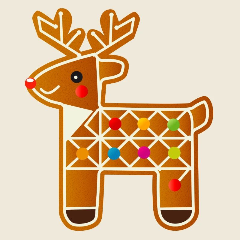 Reindeer in gingerbread design for Christmas