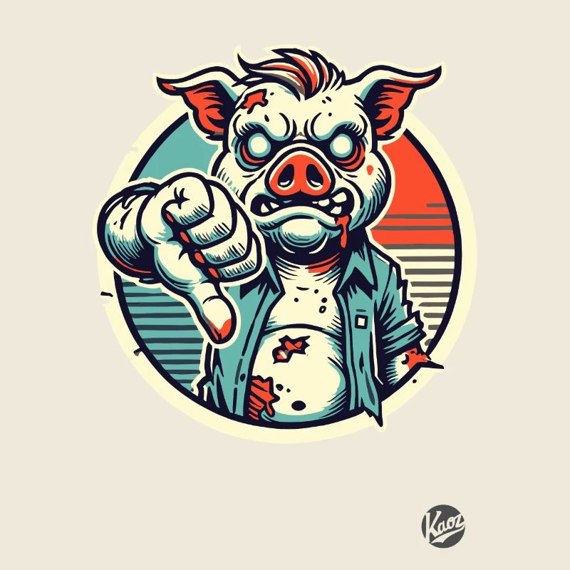 Pouces vers le bas cochon zombie