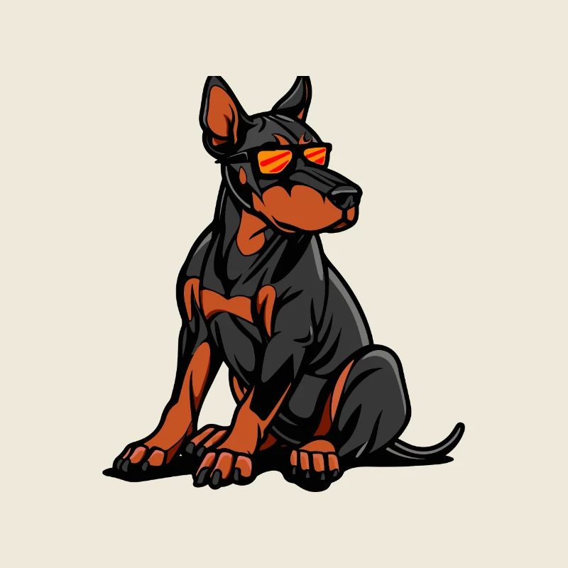 Doberman chien bande dessinée cool