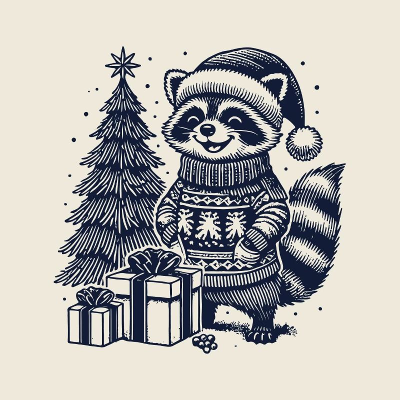 Fröhlicher Waschbär Weihnachten Pullover