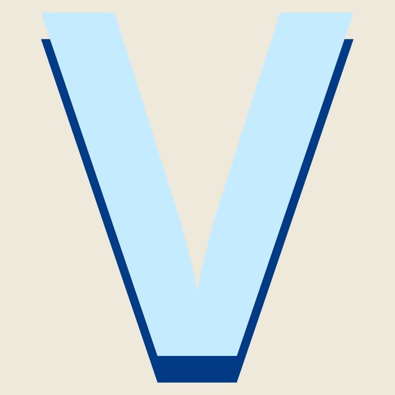 Lettre v bleu pop et moderne