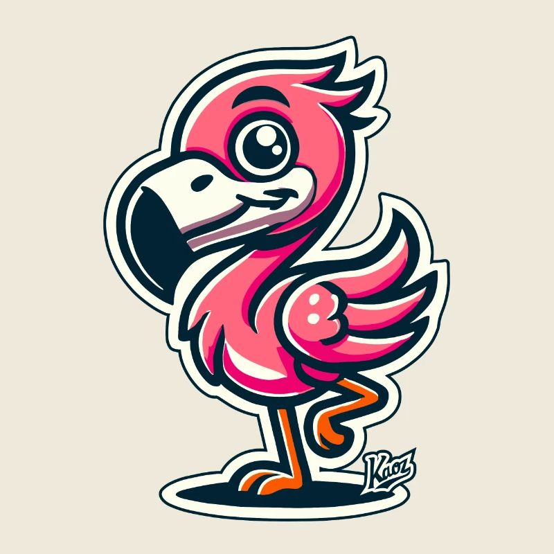 Flamant rose drôle amical