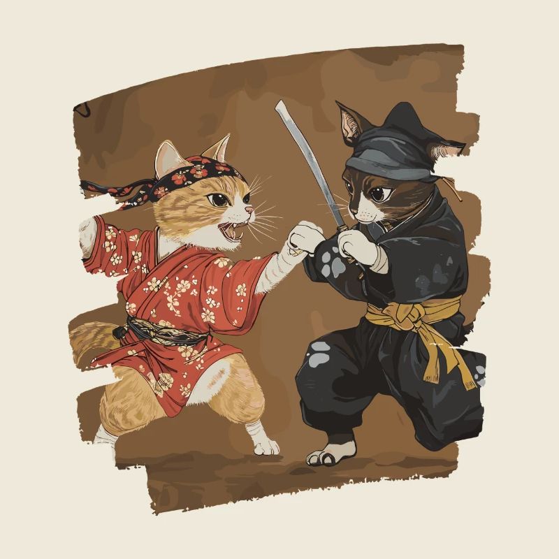 Japanischer Katzen Kampf
