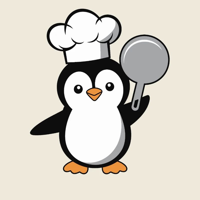 Cooking Penguin with Pan for Kitchen Lovers