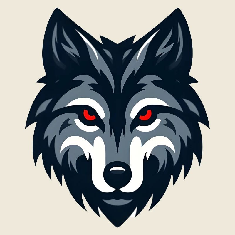 Angry red-eyed wolf