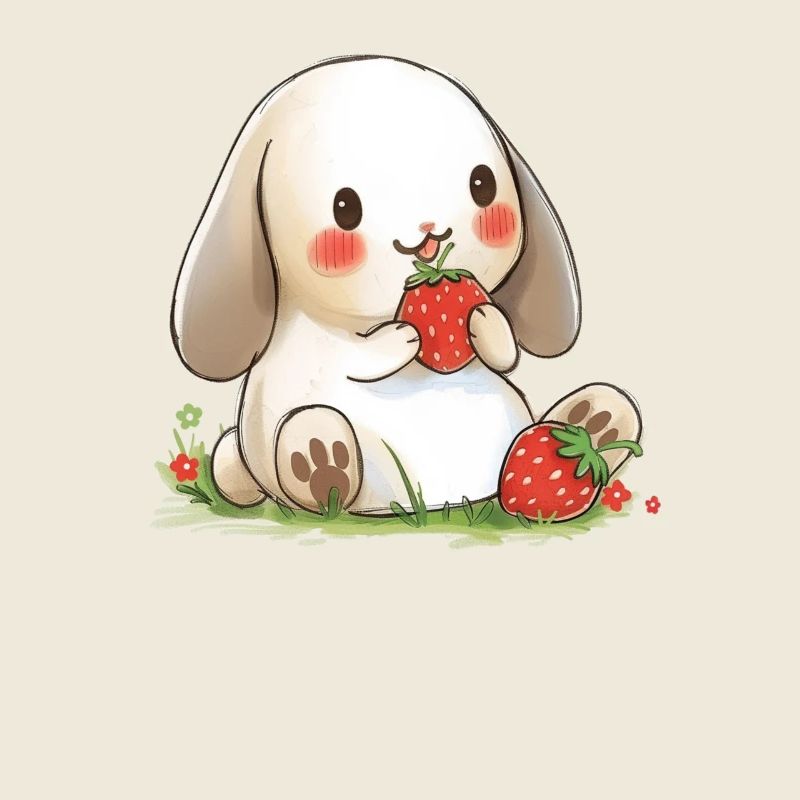 Lapin mignon avec une collation à la fraise