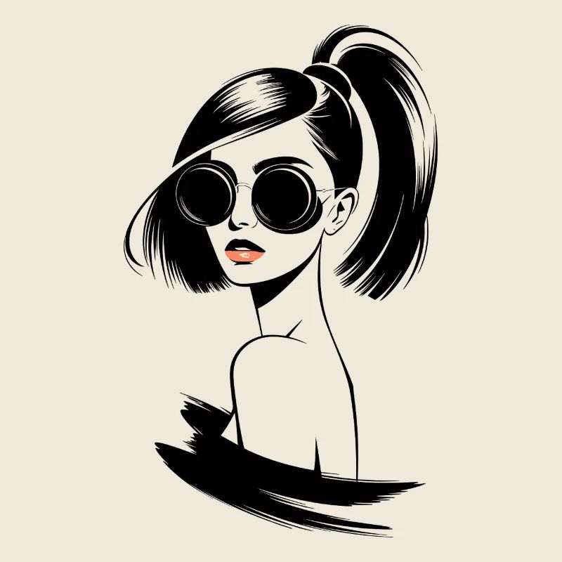 Femme élégante avec lunettes de soleil et queue de cheval