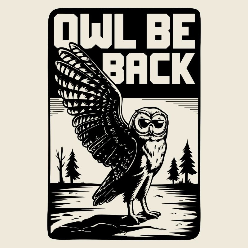 Eule Be Back Lustige Retro Eule Wortspiel Vogel