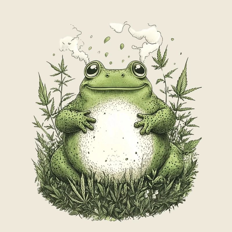 Stoned Frog in the Grass - Weed Frog Design
