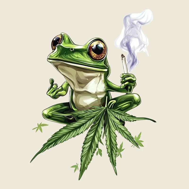 Chilling Frog with Joint - Weed Frog Design