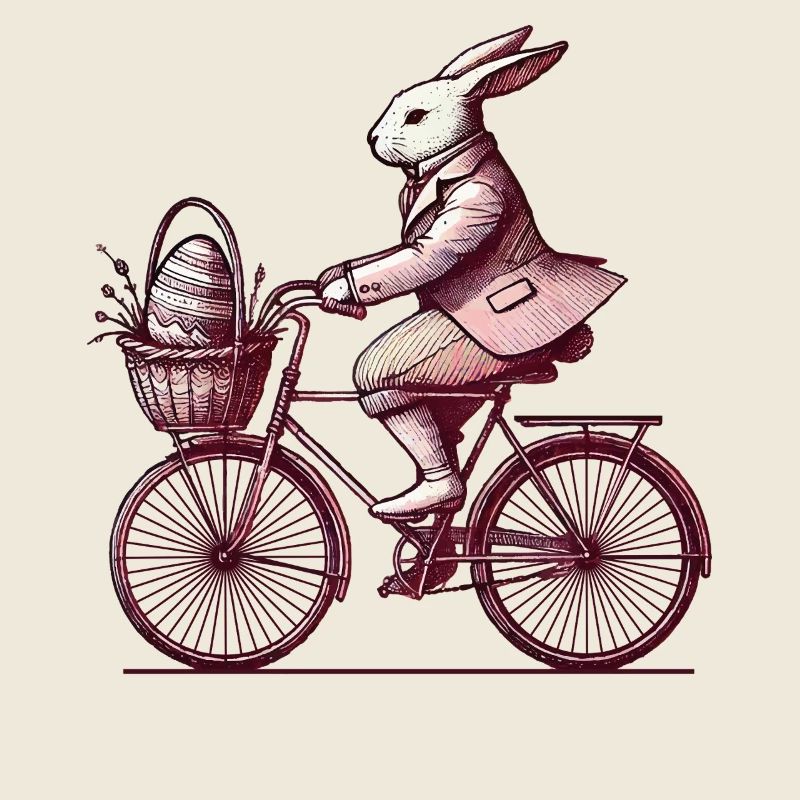 Lapin de Pâques Vélo Style Rétro