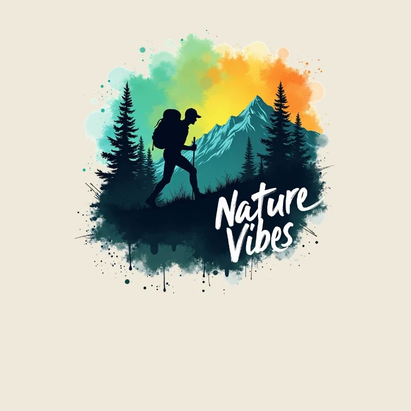 Nature Vibes Hiker Mountain Scene