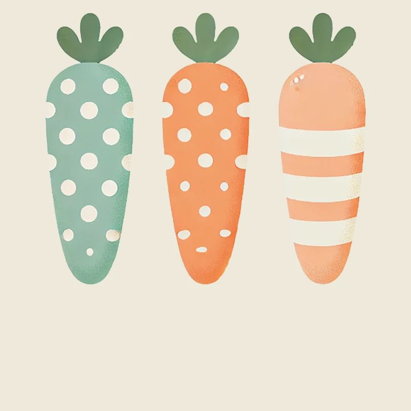 Cute Easter Carrots Pastel Stripe Dots
