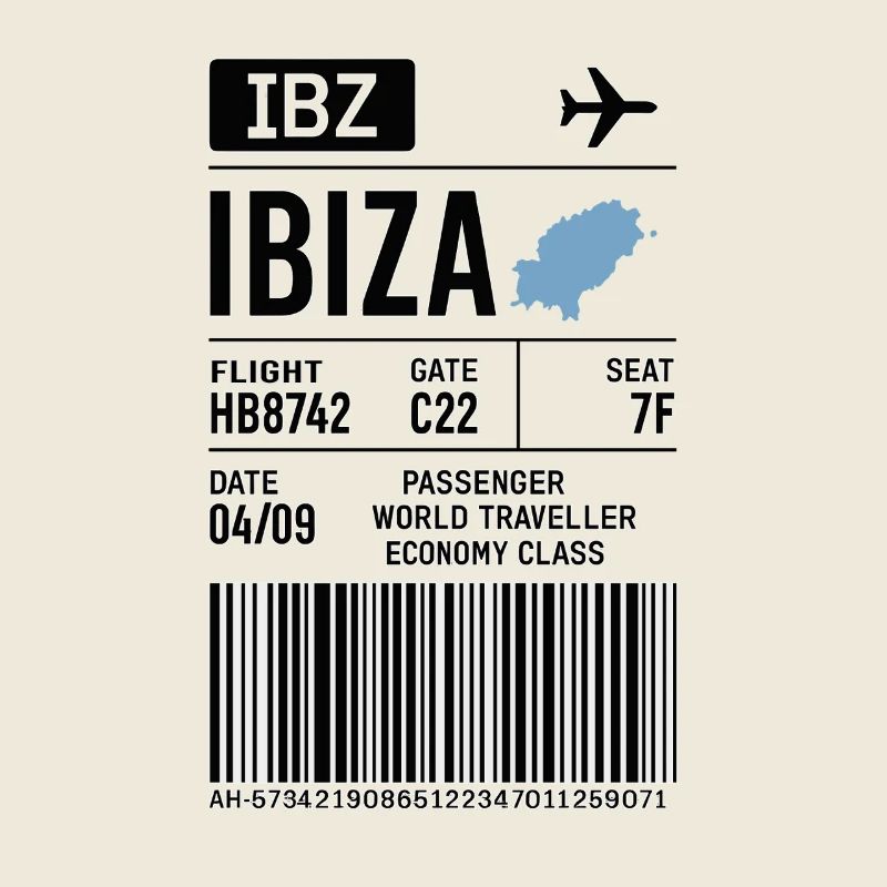 Ibiza Boarding Pass – Flight Ticket Style