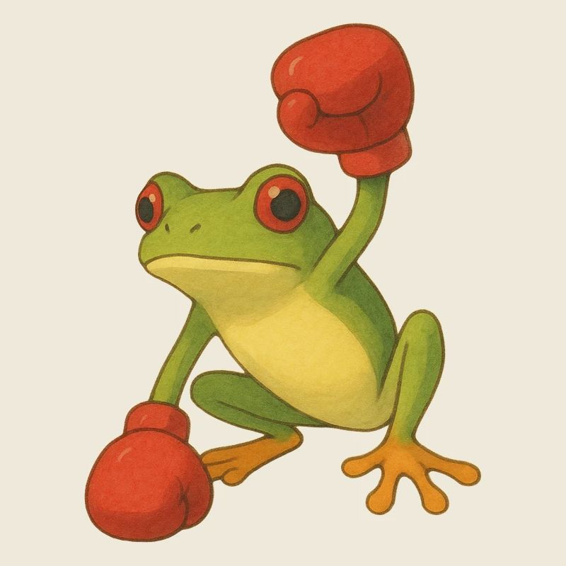 Frosch mit Boxhandschuhen