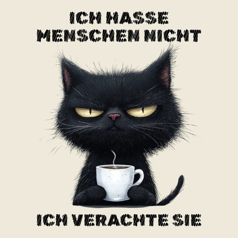 Ich hasse Menschen - Katze Kaffee Kaffeeliebhaber