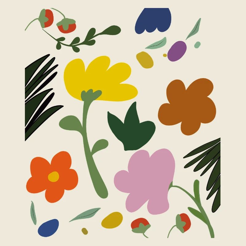 Abstract Flowers in Spring Palette