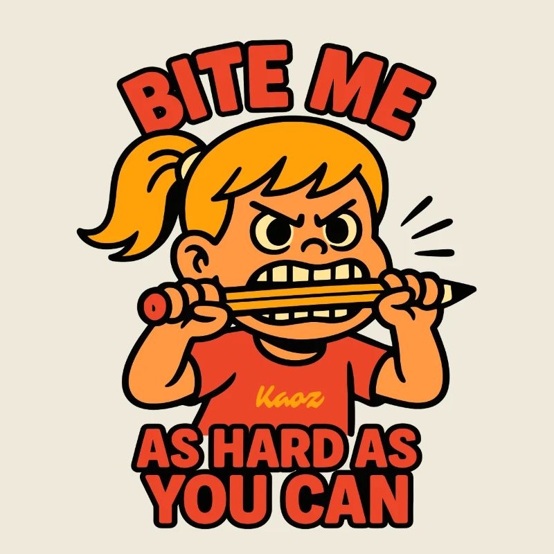 Beiß mich! Comic-Mädchen mit Wutanfall