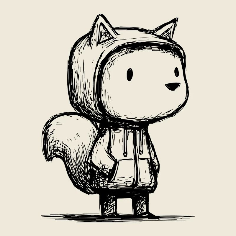 Kawaii Squirrel Cartoon Sketch – Cute