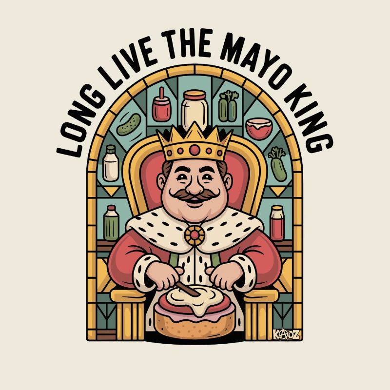 Mayonnaise King on Throne with Sandwich Comic