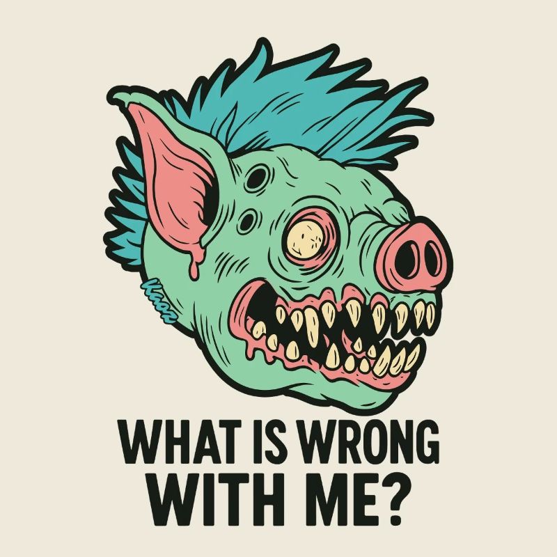 Punk Schweine Monster Kopf mit Spruch
