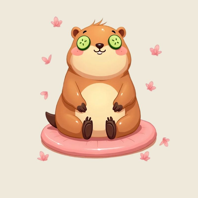 Cute Capybara Cucumber Eye Pillow Meditates