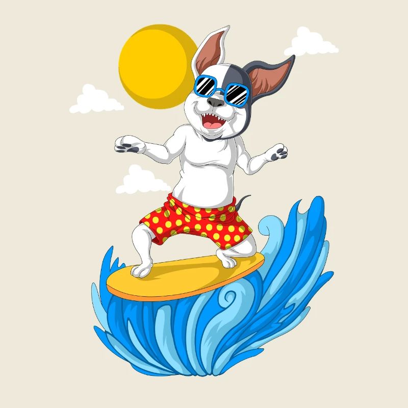 Fun Surf bouledogue français illustration