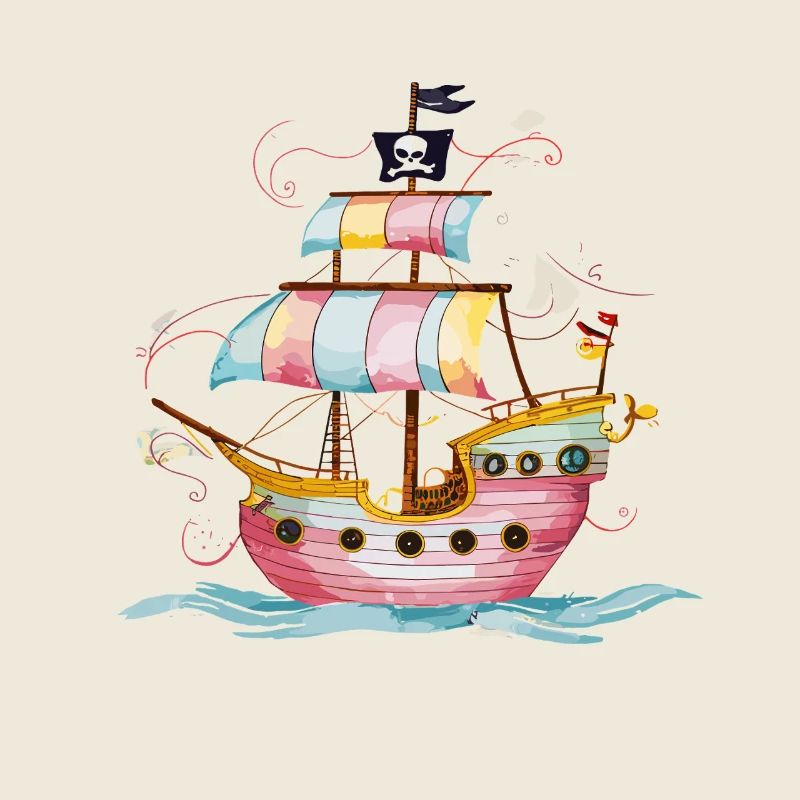 Imaginative pirate ship on the high seas with