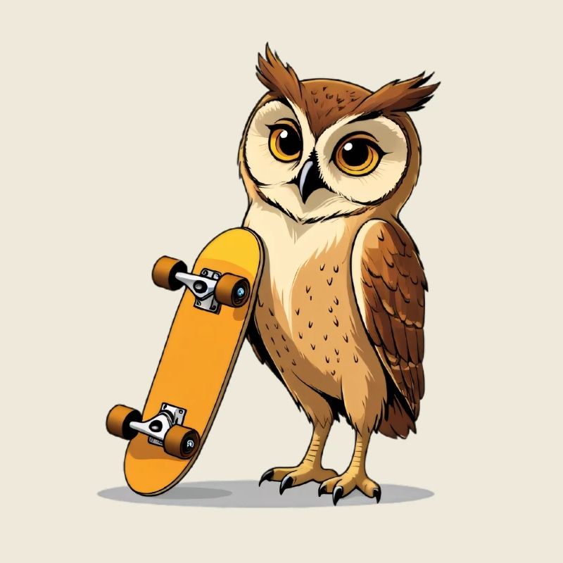 Eule mit Skateboard Illustration
