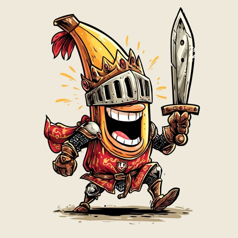 Comic Ritter mit Schwert und Helm