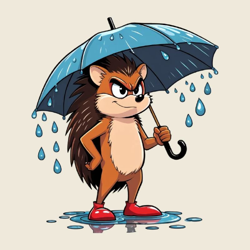 Hérisson de dessin animé avec parapluie